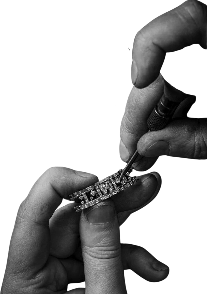 A craftsperson finishing Aurique jewellery