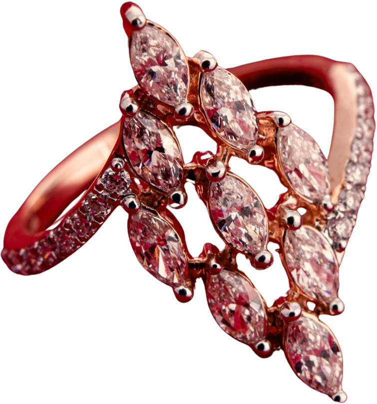 Aurique rose-toned ring with marquise lab-grown diamonds